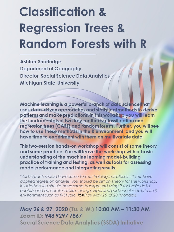 Classification and Regression Trees and Random Forests with R